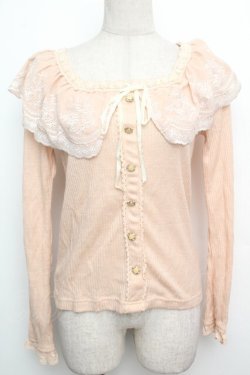 画像1: LIZ LISA / 刺繍襟リブトップス  ピンク S-26-01-15-032-LO-TO-AS-ZS
