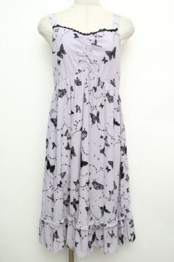 画像1: axes femme / バタフライチュールノースリーブワンピース  ラベンダー S-26-01-15-033-AX-OP-AS-ZS