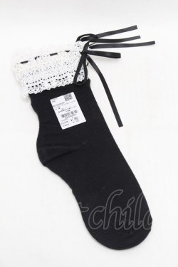 画像2: axes femme / ハシゴレースｘリボンソックス  黒ｘ白 S-26-01-16-004-AX-ZA-HR-ZS