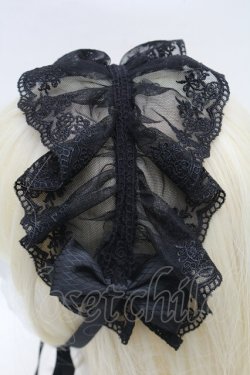 画像2: ATELIER PIERROT / レースリボンヘッドドレス  黒 S-26-01-16-031-EL-AC-AS-ZS