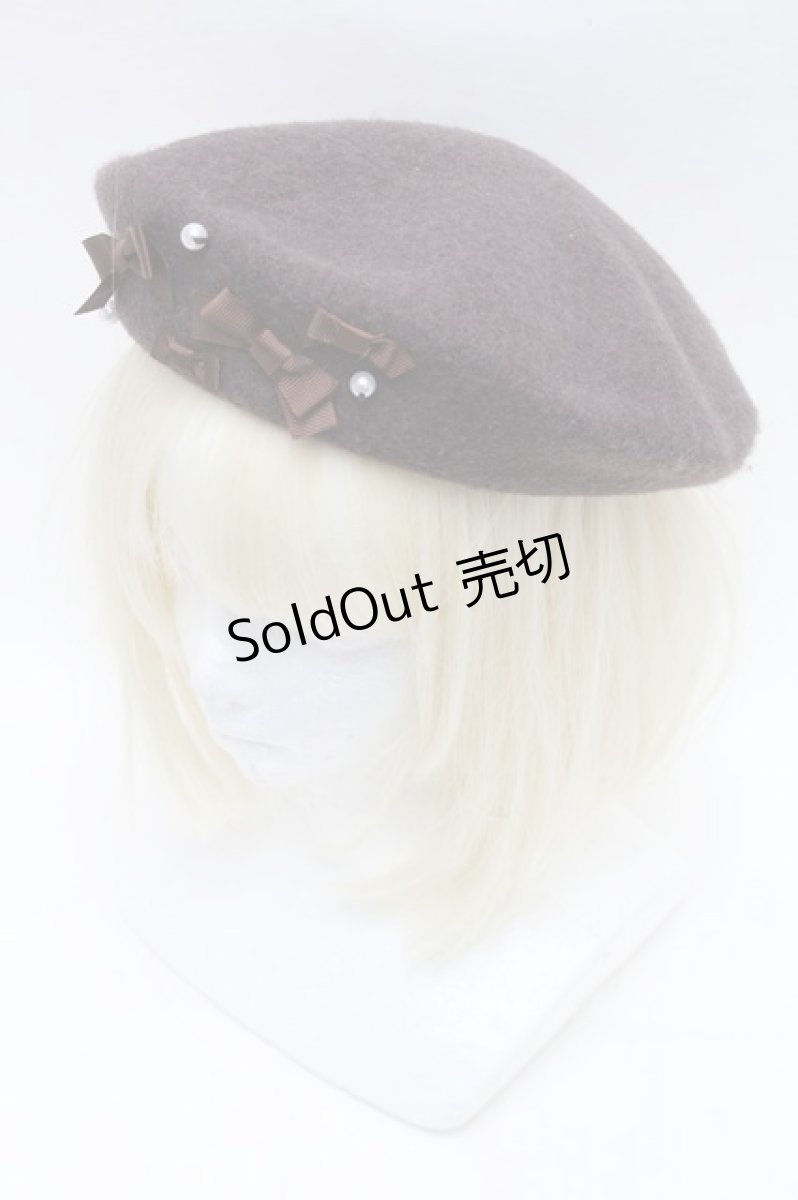 画像1: m petit by misako / AMミニリボンバスクベレー  ブラウン S-26-01-16-035-LO-AC-HR-ZT208 (1)