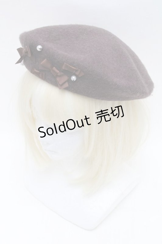 画像1: m petit by misako / AMミニリボンバスクベレー  ブラウン S-26-01-16-035-LO-AC-HR-ZT208 (1)