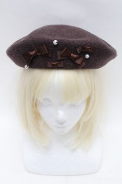 画像2: m petit by misako / AMミニリボンバスクベレー  ブラウン S-26-01-16-035-LO-AC-HR-ZS