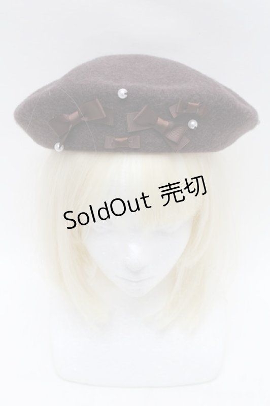 画像2: m petit by misako / AMミニリボンバスクベレー  ブラウン S-26-01-16-035-LO-AC-HR-ZT208 (2)