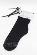 axes femme / ハシゴレースｘリボンソックス  黒ｘ白 S-26-01-16-004-AX-ZA-HR-ZS
