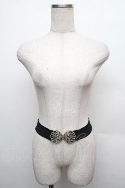 画像1: axes femme / ビジューモチーフゴムベルト  シルバー×黒 S-26-01-16-040-AX-BL-TE-ZS