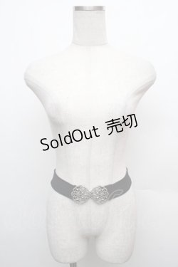 画像1: axes femme / ビジューモチーフゴムベルト  シルバー×黒 S-26-01-16-040-AX-BL-TE-ZS