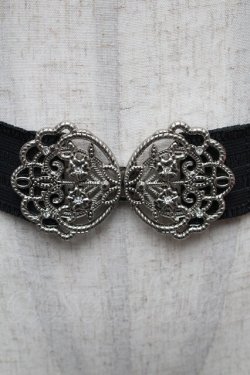 画像2: axes femme / ビジューモチーフゴムベルト  シルバー×黒 S-26-01-16-040-AX-BL-TE-ZS