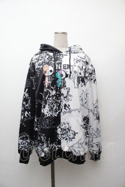 画像1: NieR / バイカラー裏起毛プルオーバー  黒ｘ白 S-26-01-17-040-EL-TO-HR-ZS