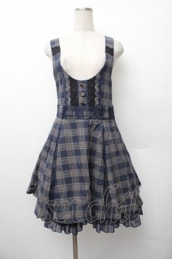 画像1: axes femme / チェック柄ジャンドレ  紺 S-26-01-17-047-AX-OP-HR-ZS