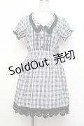 axes femme / 裾レースチェックワンピース  ブルー S-26-01-17-059-AX-PA-HR-ZS