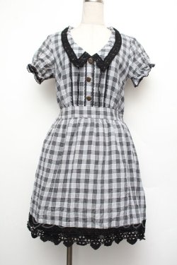 画像1: axes femme / 裾レースチェックワンピース  ブルー S-26-01-17-059-AX-PA-HR-ZS