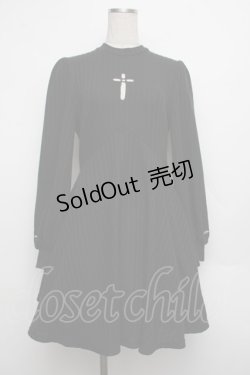 画像1: NieR Clothing / クロスニットワンピース  黒 S-26-01-17-065-PU-OP-HR-ZS