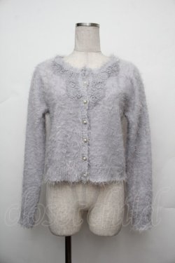 画像1: axes femme / ローズレースシャギーカーディガン  グレー S-26-01-17-015-AX-TO-HR-ZS