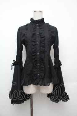 画像1: ATELIER PIERROT / スタンドカラー姫袖ブラウス  黒 S-26-01-17-018-EL-BL-AS-ZS