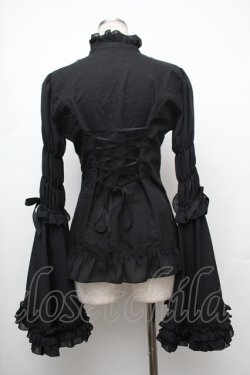 画像2: ATELIER PIERROT / スタンドカラー姫袖ブラウス  黒 S-26-01-17-018-EL-BL-AS-ZS