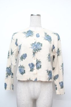 画像1: an another angelus / ローズ柄ニットカーディガン  オフｘ青 S-26-01-17-022-CA-TO-AS-ZS