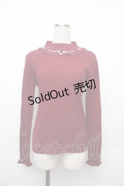 画像1: axes femme / バラボトルネックニットプルオーバー  ワイン S-26-01-17-026-AX-TO-HR-ZS