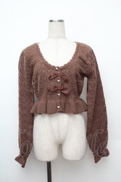 画像2: axes femme kawaii / クマブローチニットボレロ  ブラウン S-26-01-17-027-AX-TO-HR-ZS