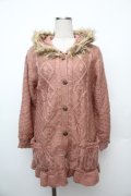 axes femme / ファー付フードロングカーデ  ピンク S-26-01-17-028-AX-CO-HR-ZS