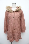 axes femme / ファー付フードロングカーデ  ピンク S-26-01-17-029-AX-CO-AS-ZS