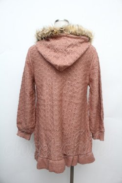 画像2: axes femme / ファー付フードロングカーデ  ピンク S-26-01-17-029-AX-CO-AS-ZS