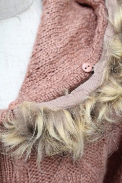 画像3: axes femme / ファー付フードロングカーデ  ピンク S-26-01-17-029-AX-CO-AS-ZS