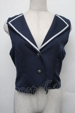 画像1: axes femme / クラシックショートベスト F ネイビー S-26-01-18-018-AX-TO-TE-ZS