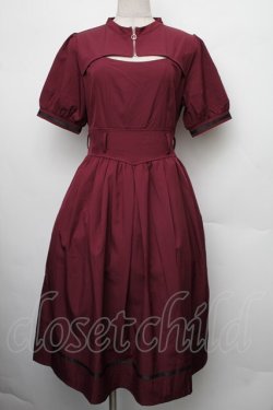 画像1: axes femme / ボレロ風ハイウエストワンピース F ワイン S-26-01-18-024-AX-OP-TE-ZS