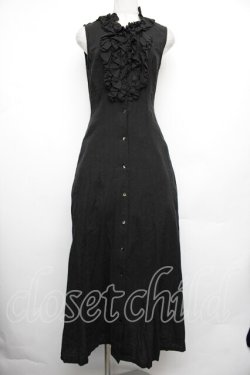 画像1: Moi-meme-Moitie / フリルノースリーブロングジレ  黒 S-26-01-18-032-MO-BL-HR-ZS