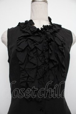 画像2: Moi-meme-Moitie / フリルノースリーブロングジレ  黒 S-26-01-18-032-MO-BL-HR-ZS