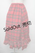 merry jenny / フリルチェックフレアスカート  赤 S-26-01-18-038-LO-SK-HR-ZS