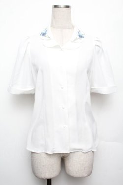 画像1: an another angelus / アイリス刺繍開衿ブラウス  白 S-26-01-21-001-CA-BL-HR-ZS