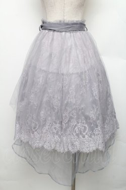 画像2: axes femme / レースＸチュールアシメスカート  サックス S-26-01-21-049-AX-SK-AS-ZS