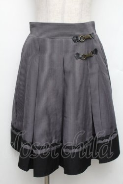 画像1: axes femme / ビット付きバイカラーストライプスカート M グレー S-26-01-21-053-AX-SK-TE-ZS