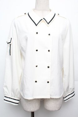 画像1: axes femme / ライン使いダブルボタンブラウス F 白 S-26-01-21-007-AX-BL-TE-ZS