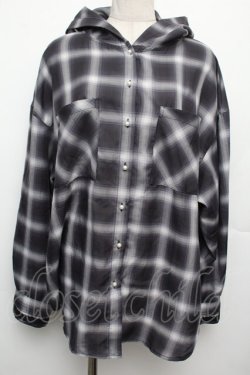 画像1: axes femme / フード付きチェックシャツ  グレー S-26-01-21-021-AX-BL-AS-ZS