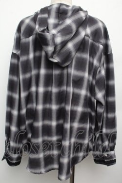 画像2: axes femme / フード付きチェックシャツ  グレー S-26-01-21-021-AX-BL-AS-ZS