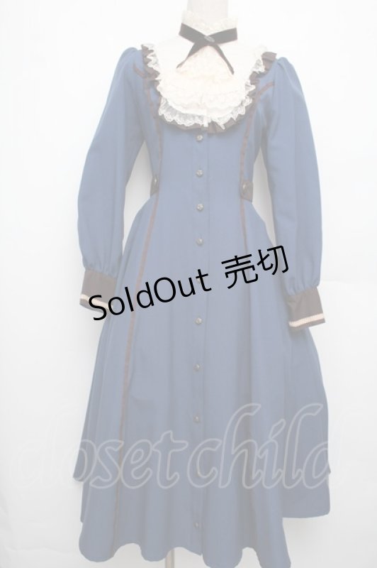 画像1: Innocent World / フルールバッスルドレス(長袖) M ブルーｘショコラ S-26-01-21-035-IW-OP-HR-ZS (1)