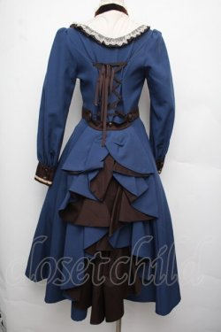 画像2: Innocent World / フルールバッスルドレス(長袖) M ブルーｘショコラ S-26-01-21-035-IW-OP-HR-ZS