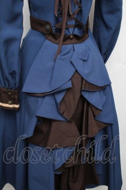 画像3: Innocent World / フルールバッスルドレス(長袖) M ブルーｘショコラ S-26-01-21-035-IW-OP-HR-ZS