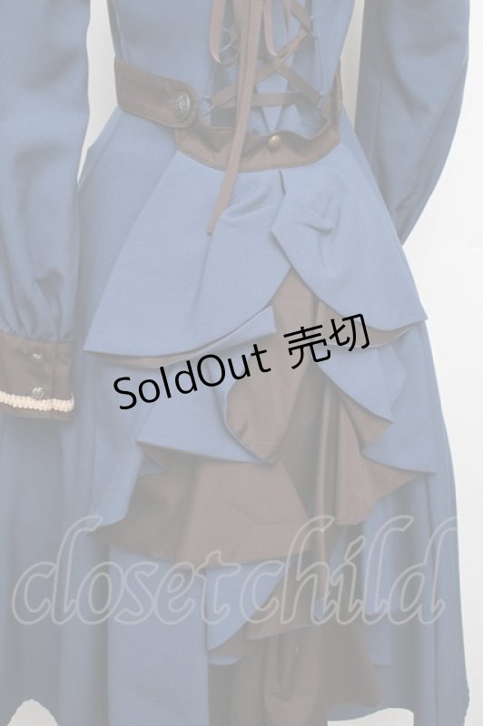 画像3: Innocent World / フルールバッスルドレス(長袖) M ブルーｘショコラ S-26-01-21-035-IW-OP-HR-ZS (3)