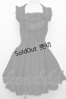 画像1: BPN / レースアップフリルジャンパースカート  黒 S-26-01-21-036-GO-OP-AS-ZS