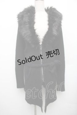 画像1: CIVARIZE / ファー付き接結ニットガウンカーディガン  黒 S-26-01-21-041-GO-TO-AS-ZS