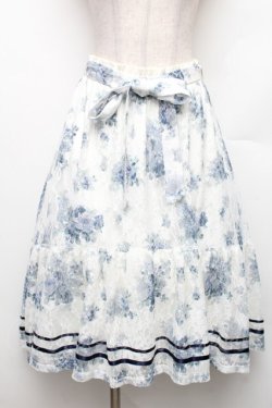 画像1: axes femme / フラワーレーススカート  オフｘブルー S-26-01-21-043-AX-SK-AS-ZS