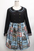 Cute.Q / カセットテープ柄ワンピース  黒Ｘブルー S-26-01-23-040-EL-OP-SA-ZT157