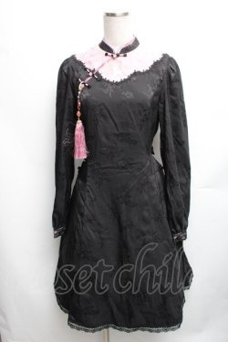 画像1: Chess Story / チャイナタッセルデザインワンピース M 黒Ｘピンク S-26-01-23-042-0-OP-SA-ZS