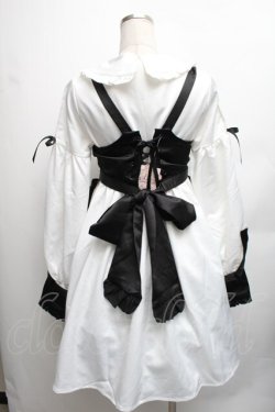 画像2: Luna Planetarium / クロスエプロン付きワンピース  白Ｘ黒 S-26-01-23-043-LO-CO-SA-ZT144