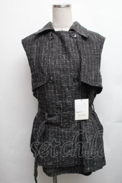 画像1: EATME / ツイードプリーツベスト&スカートSet  黒 S-26-01-23-044-LO-OP-AS-ZT599