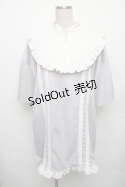 画像1: NOEMIE / チャイナボタンジャージチュニック  グレーｘ白 S-26-01-23-014-LO-TO-HR-ZS